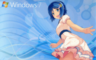 Girl dress blue background windows7 - anime girl free wallpaper for desktop