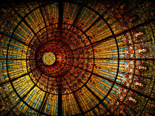 Stained glass dome skylight center - art nouveau free wallpaper