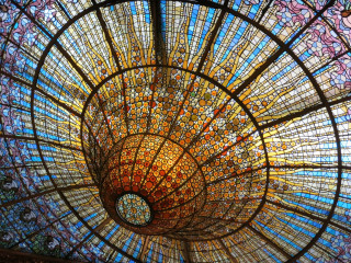 Large glass ceiling circular design 2 - art nouveau free wallpaper