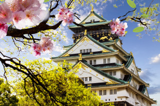 Tall building tower flowers tree 2 - japan eishōsai chōki free wallpaper