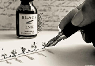 Writing person pen ink bottle - analytical art free wallpaper for desktop
