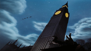 Clock tower sky clouds plane - don bluth free wallpaper for desktop