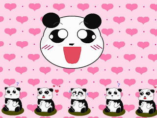 Panda heart background pink tongue - a tongue free wallpaper