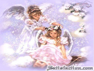 Little girls cloud angel wings - top of a cloud free wallpaper