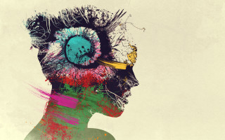 Colorful hairdo big eyeball artistic - an abstract painting free wallpaper