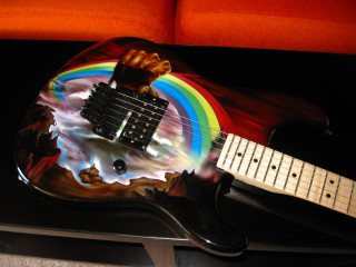 Guitar rainbow painted body neck - a red couch free wallpaper