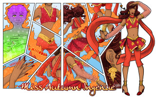 Woman red costume dancing other - a purple shirt free wallpaper for desktop