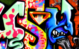 Colorful graffiti monster face black - graffiti paint free wallpaper