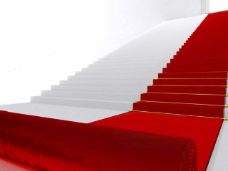 Red carpeted staircase yellow rope - a red carpet free wallpaper