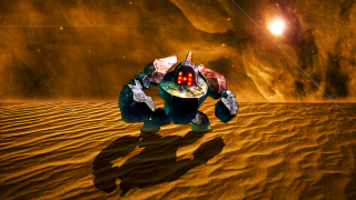 Robot desert brightlight space art - blender free wallpaper