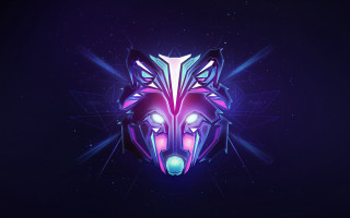 Stylized wolf head glowing eyes - tail free wallpaper