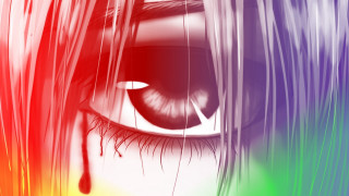 Woman longhair rainbow cryingeye tearytear - digital art free wallpaper for desktop