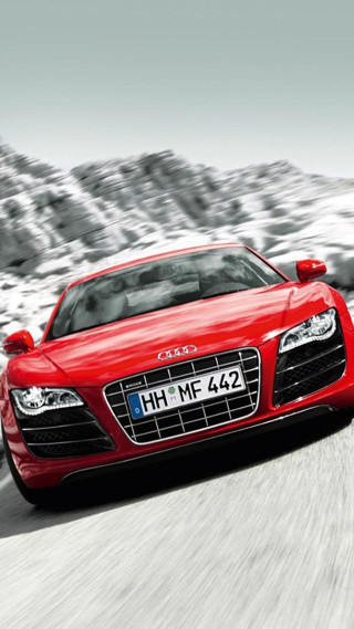 Red car mountain snow road - free 3d render wallpaper for mobile