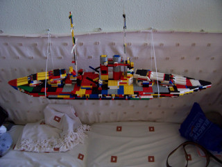 Lego ship bed pillow bookbag - temporary art free wallpaper