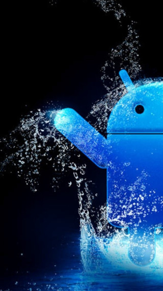 Blue android phone splashing water - water free wallpaper for mobile