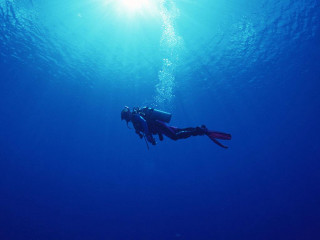 Scuba diver ocean sun swimming - aquirax uno free wallpaper