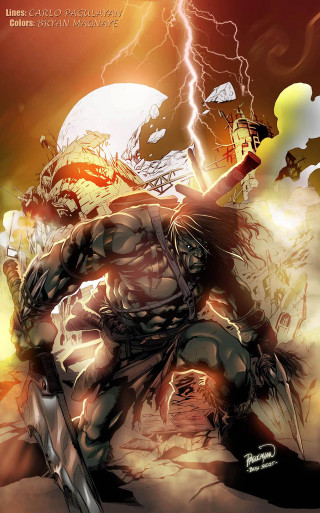 Comic man sword giant head - a comic book cover free wallpaper