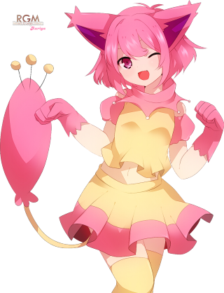 Pink catgirl solo fullbody smile - free cats wallpaper for mobile