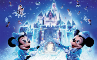 Mickey minnie mouse christmas castle - a castle in the background free wallpaper