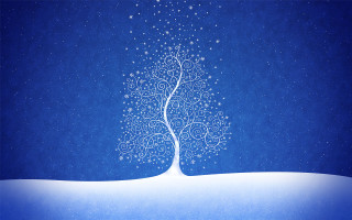 White tree snow falling stars - a storybook illustration free wallpaper