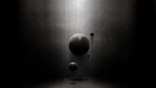 Black white planet satellites dark - surreal photography free wallpaper for desktop