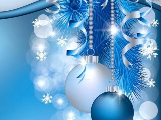 Blue christmas card ornaments snowflakes - ornament free wallpaper