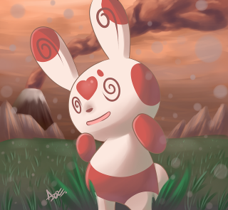 Cartoon rabbit red heart red - a digital painting free wallpaper for tablet
