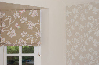 Window floral romanblind artsandcrafts cherryblossoms - blind free wallpaper