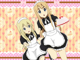 Anime maid girls cake pink - maid outfit free wallpaper