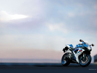 Blue white motorcycle parked road - motorcycle free wallpaper