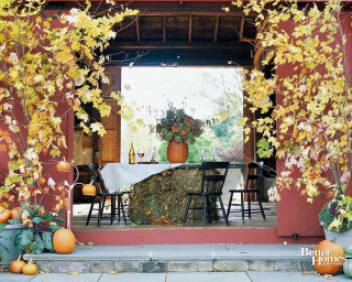 Outdoor table chairs pumpkins gourds - the table free wallpaper