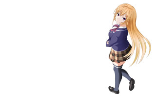 Blonde girl crossed arms school - chizuko yoshida free wallpaper