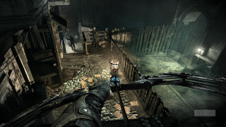 Dark alley lantern person standing - free gaming wallpaper