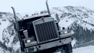 Large truck snow covered road - a large truck free wallpaper