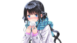 Girl scarf napkin holding neckwear - a napkin free wallpaper