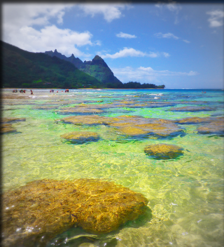 Beach rock mountain horizon cloudy - free beach wallpaper for tablet