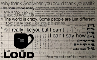 Newspaper cup tea words written - graphic design free wallpaper