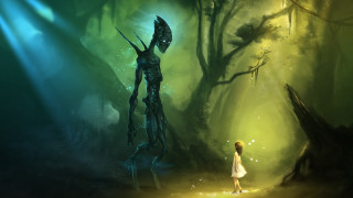 Girl forest creepy creature light - fantasy concept art free wallpaper