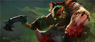 Demon knife axe blood green - a painting of a demon holding free wallpaper