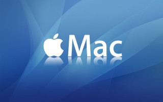 Mac logo blue wave reflection - adobe photoshop free wallpaper for desktop