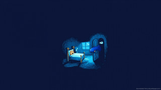 Cartoon character dark room bed - nighttime free wallpaper