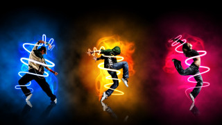 Dancing group neon lights dance - energetic free wallpaper