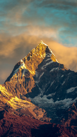 Mountain snow peak clouds bird - free mountains wallpaper for mobile