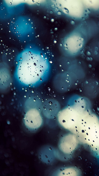 Rainy window blue lights microscopic - holography free wallpaper