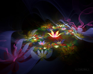 Colorful flower psychedelic butterfly glowing 2 - a colorful flower free wallpaper