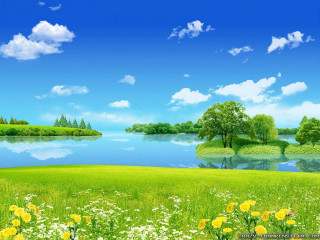 Beautiful green landscape lake trees 3 - a lake and trees free wallpaper