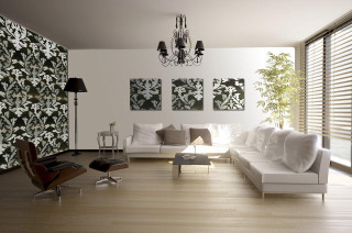 Living room modern european ink 5 - the ceiling and a chandelier free wallpaper