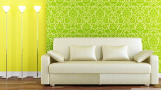 Couch green wall three lamps - a green wall free wallpaper