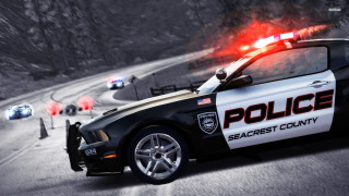 Police car lights on driving - a police officer free wallpaper