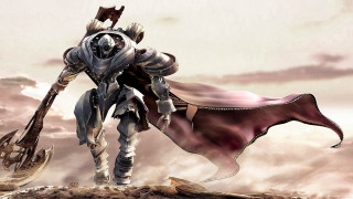 Man armor giant axe desert - a man in armor holding free wallpaper